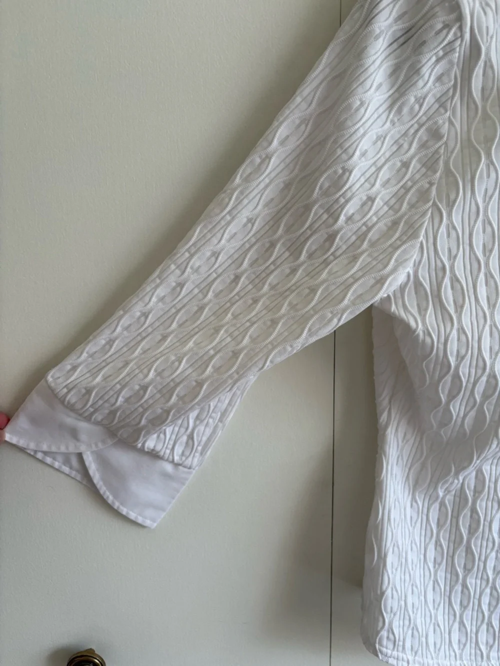 90s Marks & Spencer White Textured Button-Down Shirt - Picture 4 of 4
